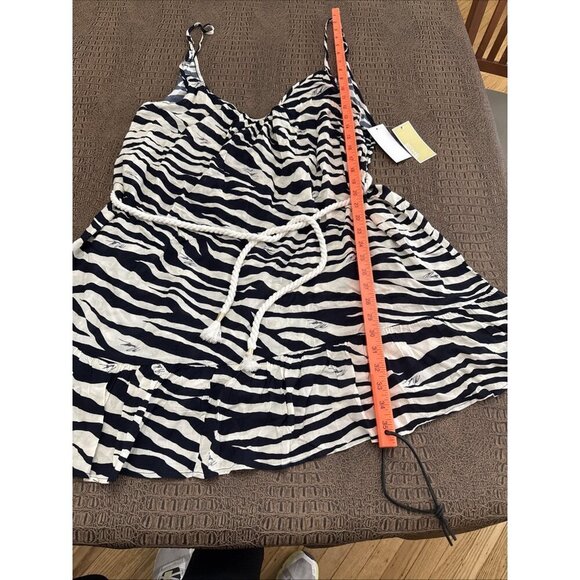 Michael Kors Zebra Print Belted Cover-Up Dress Navy White Size Large NWT - Picture 10 of 11